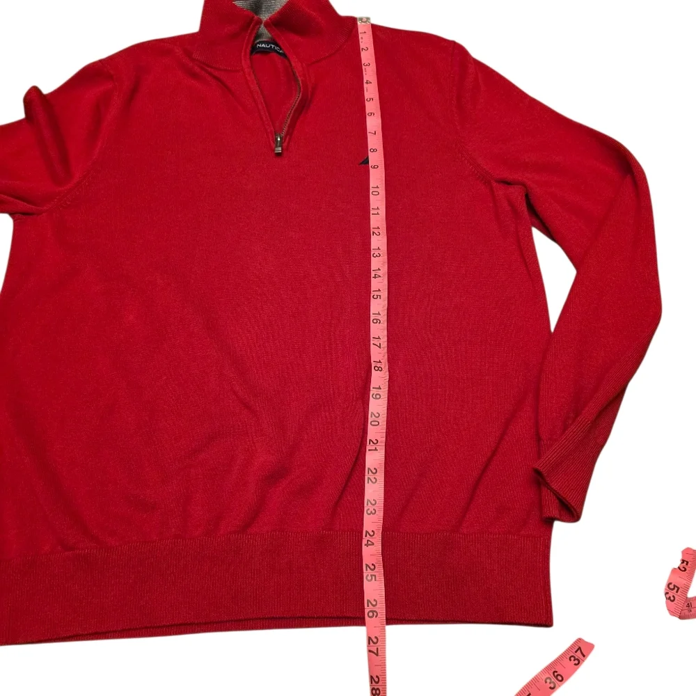 Nautica Men's Red Quarter Zip Sweater Size M